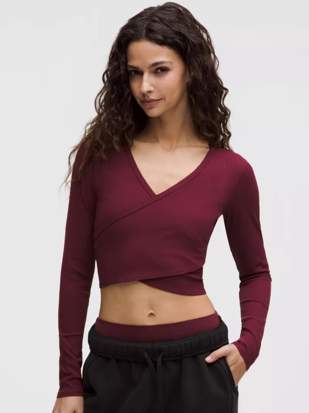 Lululemon Nulu Ribbed Wrap-Front Long-Sleeve Shirt size Small